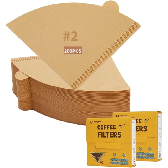 200 Count #2 Cone Coffee Filters, Unbleached Natural Paper, Disposable Pour Over Coffee Filters, 2-4 Cup Size, Ideal for Home Brewing and Coffee Shops(2 Pack)