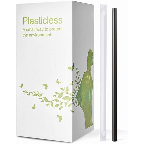 200 Count 100% Individually Wrapped Compostable PLA Straws-General Biodegradable Black Disposable Drinking Straws-Eco Friendly Plant-Based Plastic Coffee Straws Sustainable