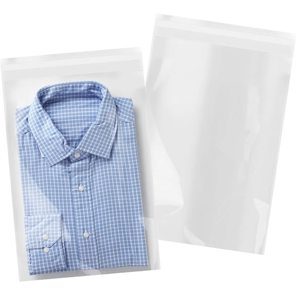 - 200 Count - 12" x 18" Clear Cellophane Bags Self Seal- Cello Large Resealable Plastic Poly Bags for Clothing, T-Shirts, Pants