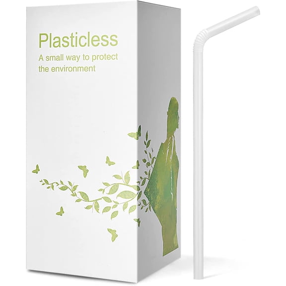 200 Count 8.25" Eco-friendly Bendable Compostable PLA Straws - Plasticless Biodegradable Flexible Drinking