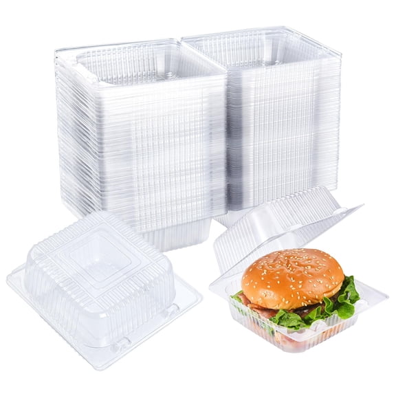200 Count Clear Plastic Containers With Lids For Food Thickened Disposable Sandwich Clamshell Boxes Cake Slice Dessert Hamburger Salad Pastry Fruits Takeout Tray