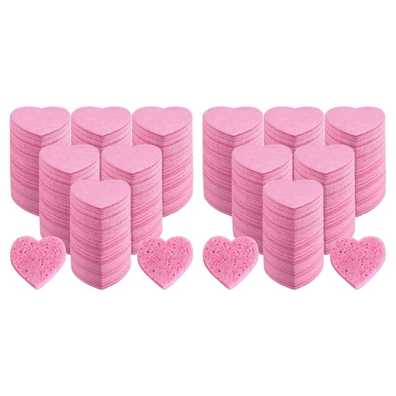 200 Count Compressed Sponges Heart Shape Face for Cleansing Natural Pads