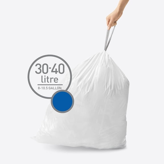 200 Count, Dispenser Pack Custom Fit Liners, Drawstring Trash Bags, 30-45 Liter / 8-12 Gallon, White