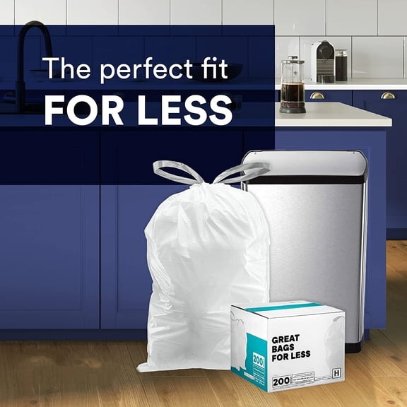 200 Count Drawstring Garbage Bags 13-17 Gallon White, Tear-Resistant Tall Kitchen Trash Bags for Garbage Cans Recycling 1.2 Mil