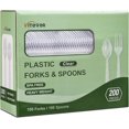 200 Count Heavy Duty Disposable Plastic Forks and Spoons Clear Party