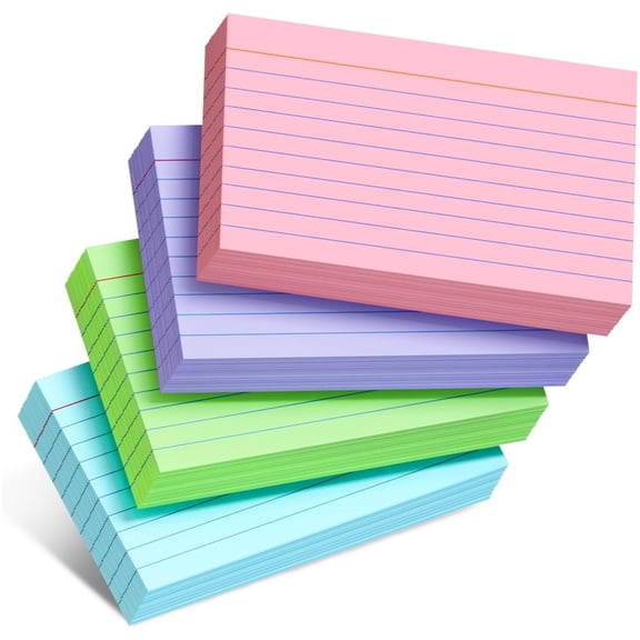 200 Count Index Cards,Colored Flash Cards,3x5 inches Lined Notecards,Ruled Study Card,Heavy Note Cards,Study Flashcards for Studying, Learning, College, Office, Home, 4 Colors,50 Sheets/Color