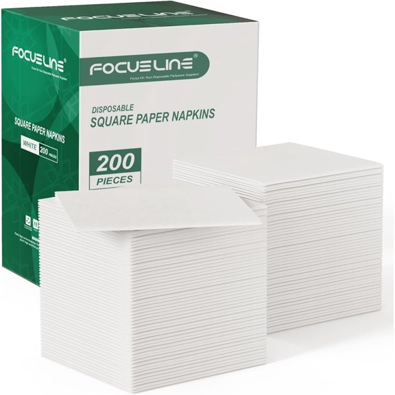 200 Count Linen-Feel Disposable Cocktail Napkins, Soft and Absorbent Bulk Party Beverage Napkins Paper for Bar, Restaurant, Wedding, Dinner or Events, White