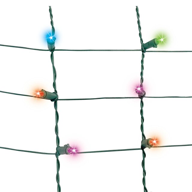 200Count Multicolor LED HighDensity Net Christmas Lights with Green Wire, 16 Sq. Ft., Holiday