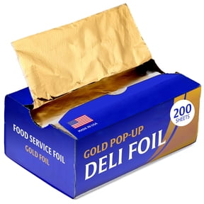 200 Count Pre-Cut Gold Aluminum Foil Sheets, 9 Gold Pop Up Foil Sheets for Restaurant, Disposable Foil Sheets for Food Wrapping, Gold Foil Sheets for Hair Highlighting, Stock Your Home