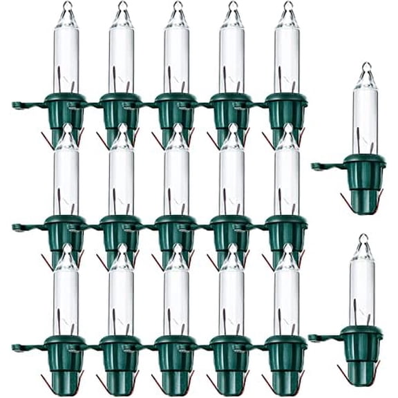 200 Count Replacement Christmas Tree Light Bulbs 2.5v 0.425 Watt Mini Replacement Light Bulb Incandescent Wire String Lights Prelit Xmas Tree Decoration(Green Base with Warm White Bulb)