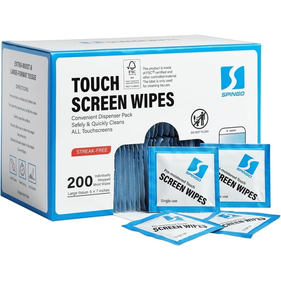 200 Count Screen Wipes, Screen Cleaner Wipes for Electronics, Touchscreens | Streak-Free & Scratch-Free Electronics wipes for Phone, Laptop, Computer, Monitor, Touchscreens, Care Screens, Eyeglasses.