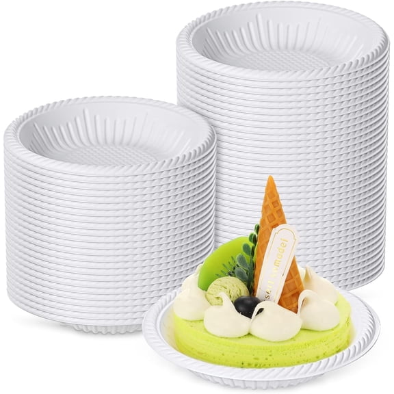 200 Count Small Paper Plates 4 Inch Disposable Round Paper Plates Bulk Heavy Duty Mini White Tableware for Dinner Cake Appetizer Holiday Halloween Christmas Party Supplies