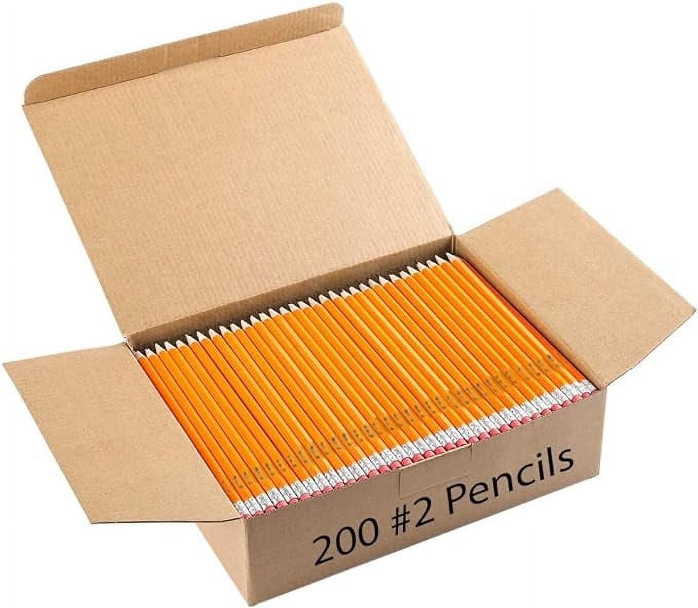 200 Count of Unsharpened Wood Cased #2 Yellow Pencils with Rubber Eraser Tips
