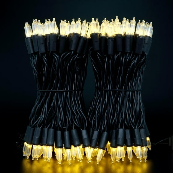 200 Count Warm White LED Christmas Lights, 66 ft Black Wire UL Certified Commercial Grade LED Halloween String Light Set (Warm White)