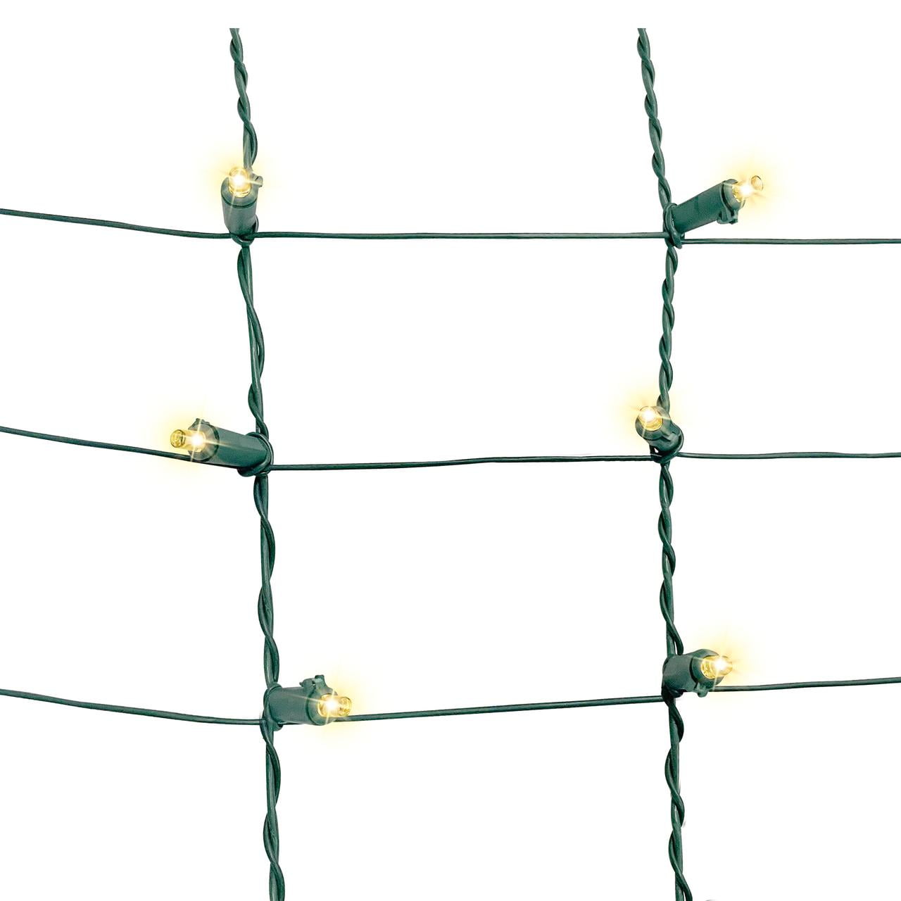 200Count Warm White LED HighDensity Net Christmas Lights with Green