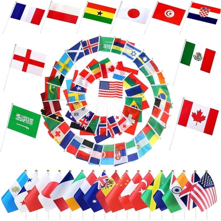 200 Countries Mini Handheld Flags, 8.2 x 5.5 Inch World National Flags for Festival Celebration Decor