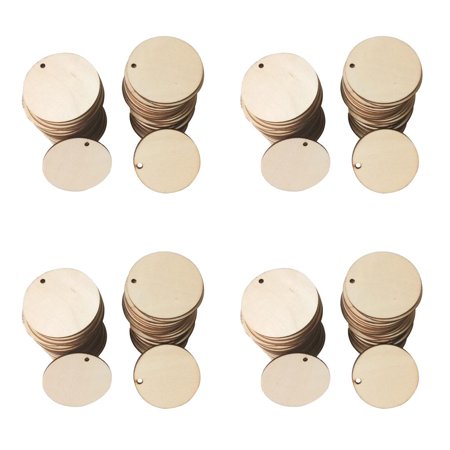 200 Counts Round Disc Pieces Unfinished Wood Cutout Circles For Craft Projects