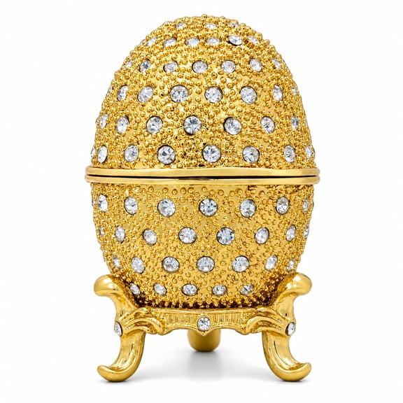 200 Crystals Gold Enamel Royal Inspired Metal Easter Egg 2.5 Inches