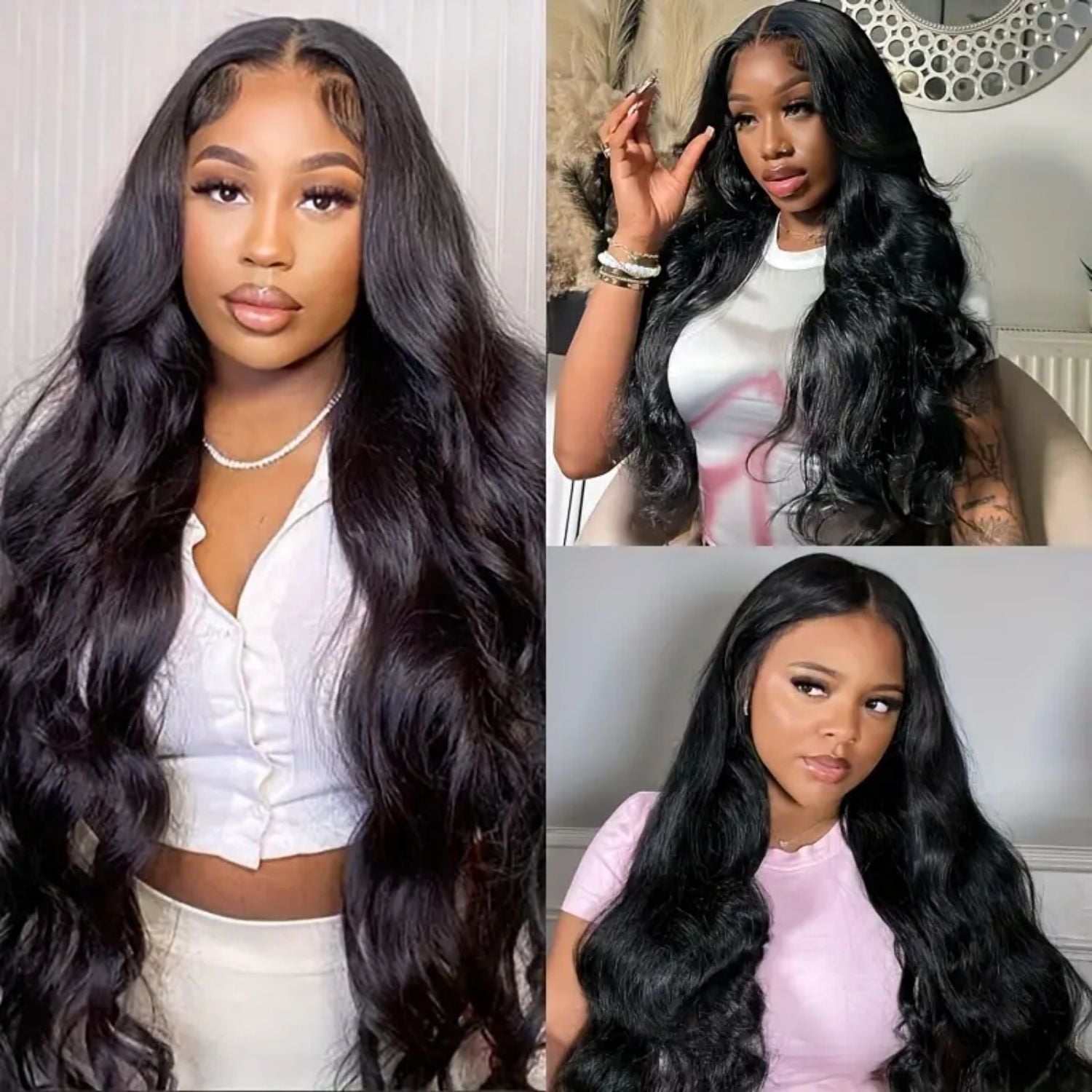 200% Density Lace Front Wig Human Hair Body Wave Transparent Brazilian Virgin Human Hair Wigs 13x6 Lace Front Wigs Human Hair Pre Plucked With Baby Hair For Women Natural Color