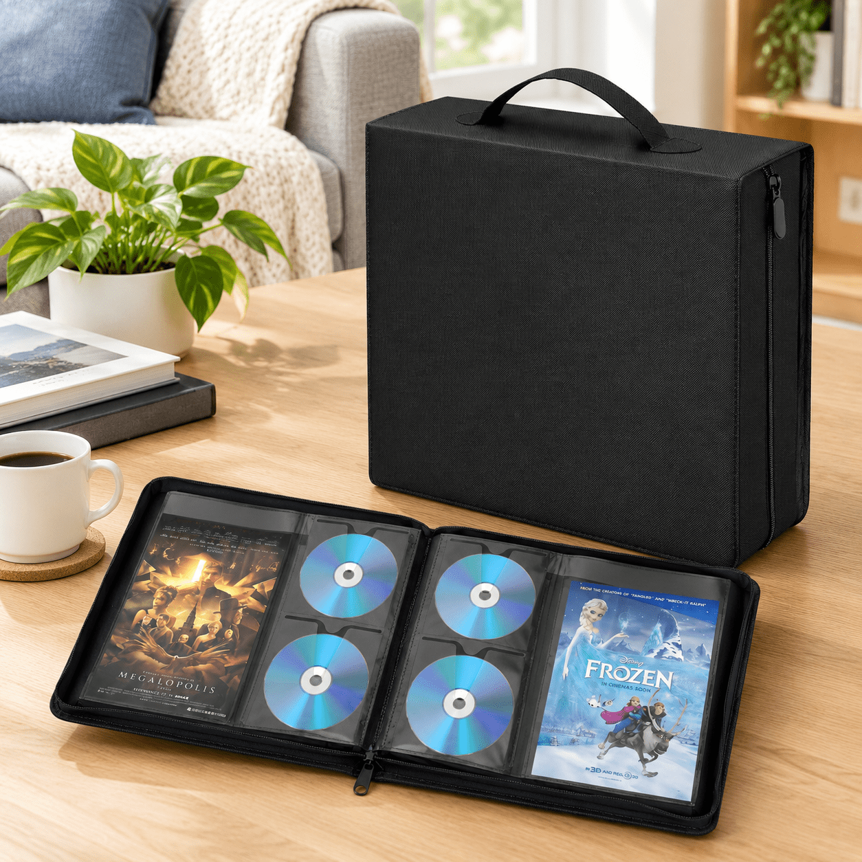 200 Disc CD DVD Blu-ray Storage Binder with Handles, PU Leather Case ...