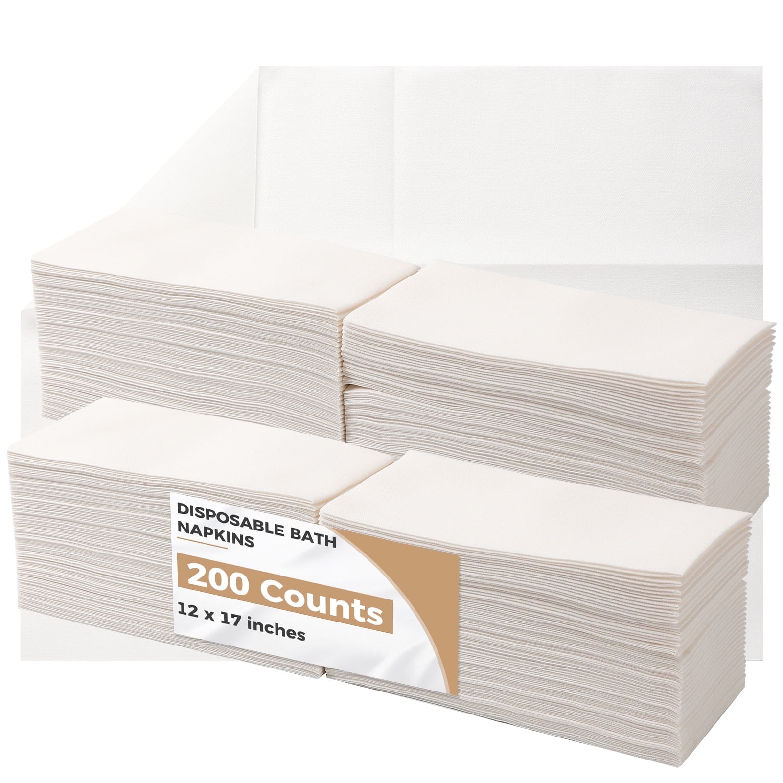 200 Disposable Bathroom Napkins Linen-Feel Guest Towels for Bathroom, Kitchen, Wedding Party White
