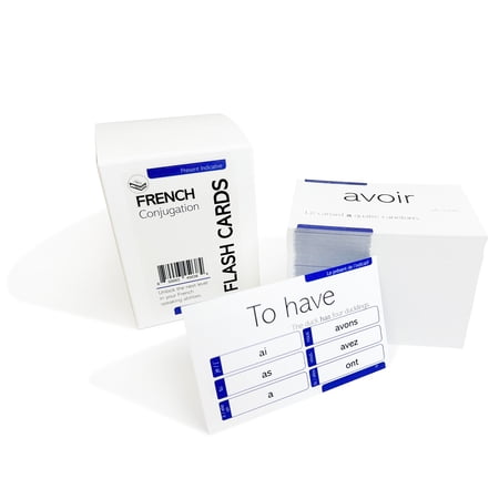 200 French Verb Conjugation Present Tense Flash Cards - Full Examples in Both French and English