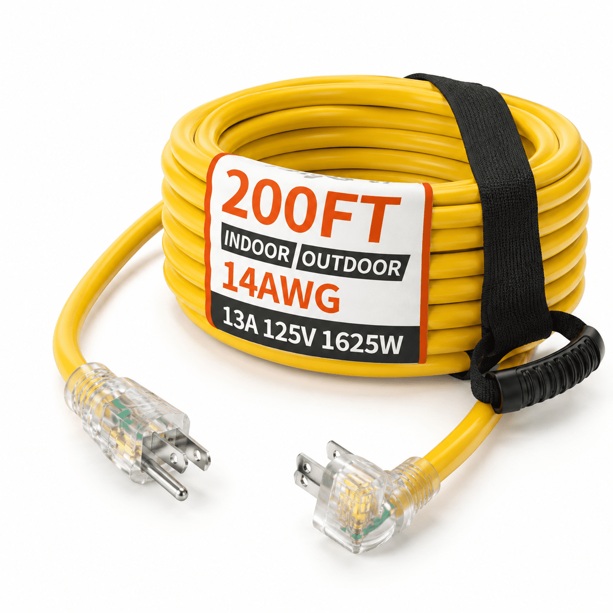 Slippers Heavy 200 Ft 14/3 Awg Extension Cord Heavy Duty Yellow - Walmart.com
