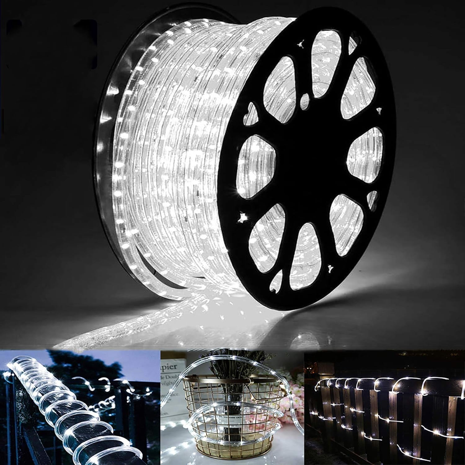 200 Ft LED Rope Lights - White Light with Remote Light Waterproof 4 Mode  Landscape Light for Halloween Xmas Party Wedding Pool Holiday Home Decor 