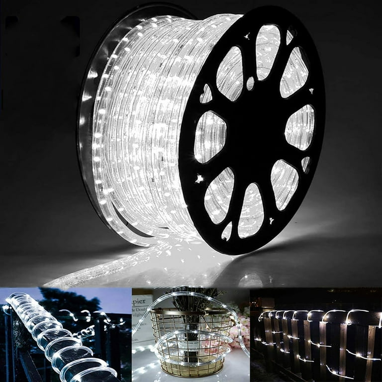 Gamexcel 200 ft LED Rope Lights - White Light with Remote Light Waterproof 4 Mode Landscape Light for Halloween Xmas Party Wedding Pool Holiday Home Decor