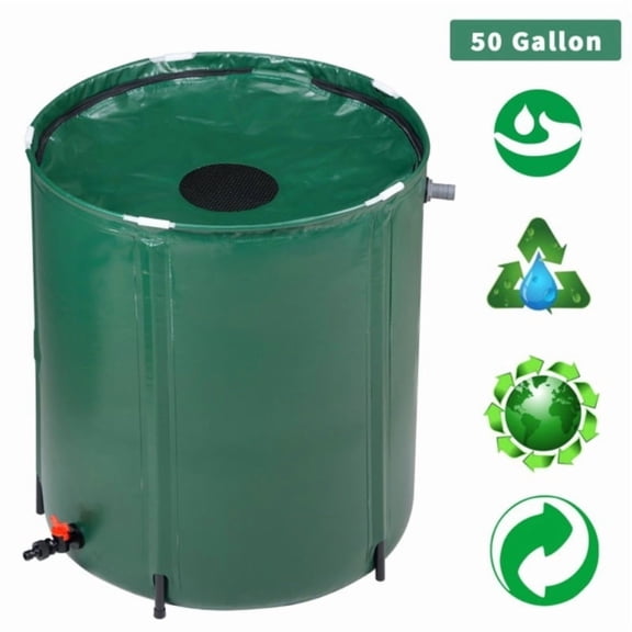 200-Gal Heavy-Duty Collapsible PVC Rain Barrel, Large Foldable Outdoor Water Storage for Garden, Lawn, Car Wash & Irrigation, Spill-Resistant, Durable Black PVC, Easy-Fill Spout, Space-Saving