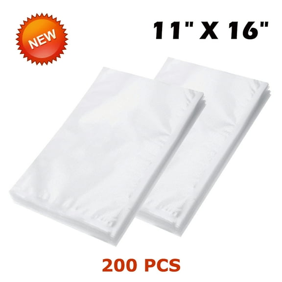 200 Gallon 11"x16" BPA Free Vacuum Food Sealer Bags, Unbranded Embossed Seal Bag for Vacuum Sealer Food Saver Storage Bags