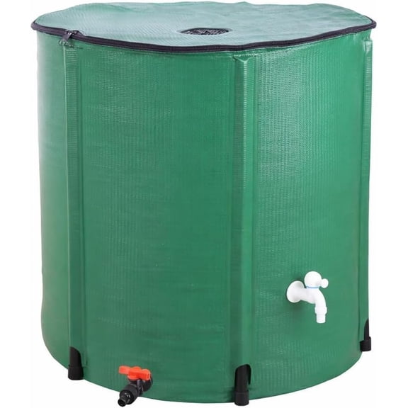 200 Gallon Collapsible Rain Barrel, Portable Rainwater Collection System, Water Storage , Rain Catcher Barrel with Two Spigots and Overflow Kit, Rainwater Collector for Garden, Green