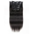 thumbnail image 1 of 200 Gram 24" 26" Straight Clip in Hair Extensions Human Hair Brazilian Virgin Hair Double Weft Full Head Straight 7 Pieces/set, 1 of 10