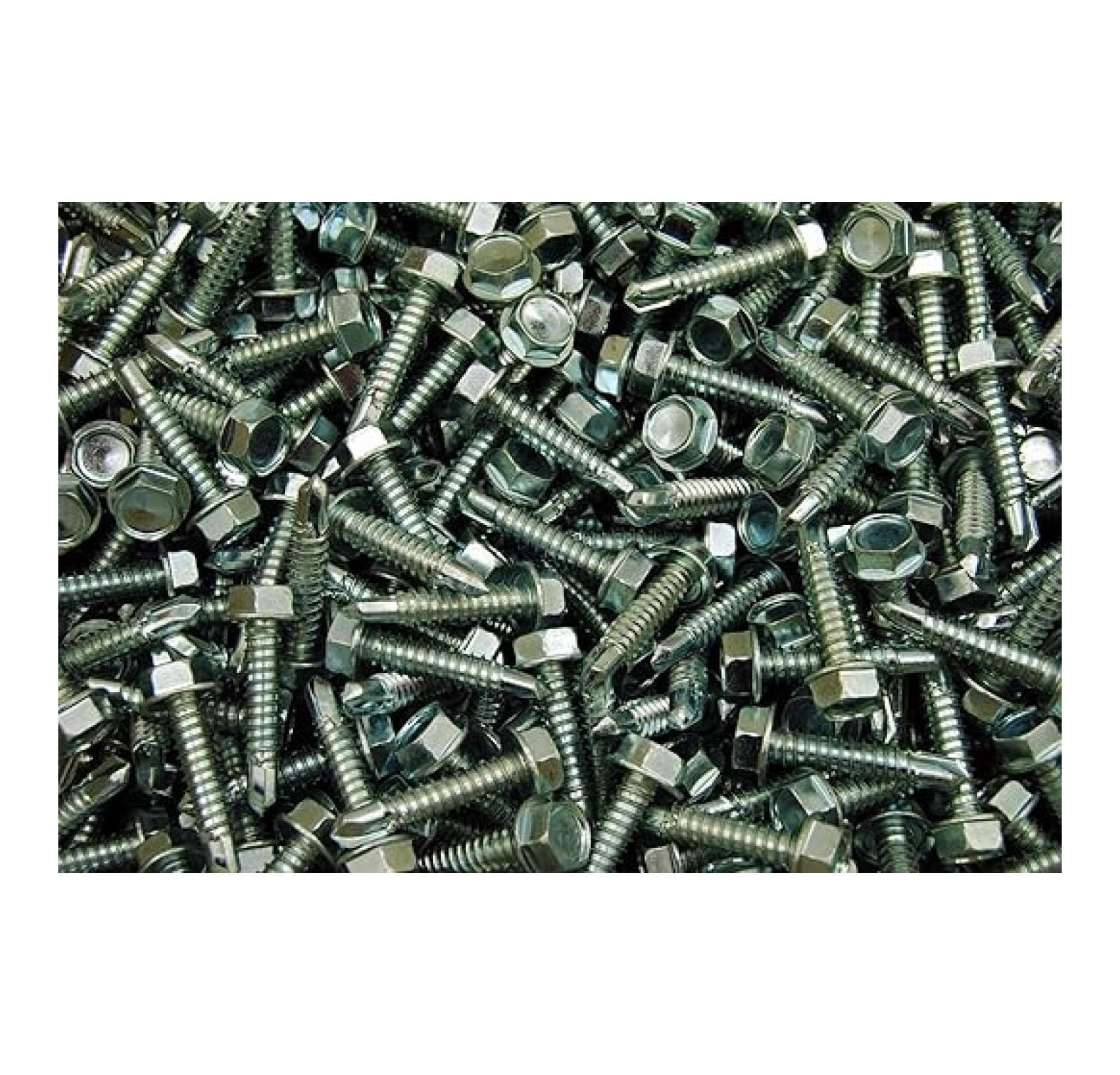 1600) Hex Washer Head #8 x 5/8 Self-Drilling #2 Tek Screw IHW - Lexar