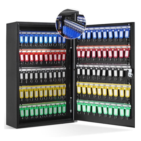 200 Key Cabinet - Key Lock Box, Steel Key Storage Organizer with Tags