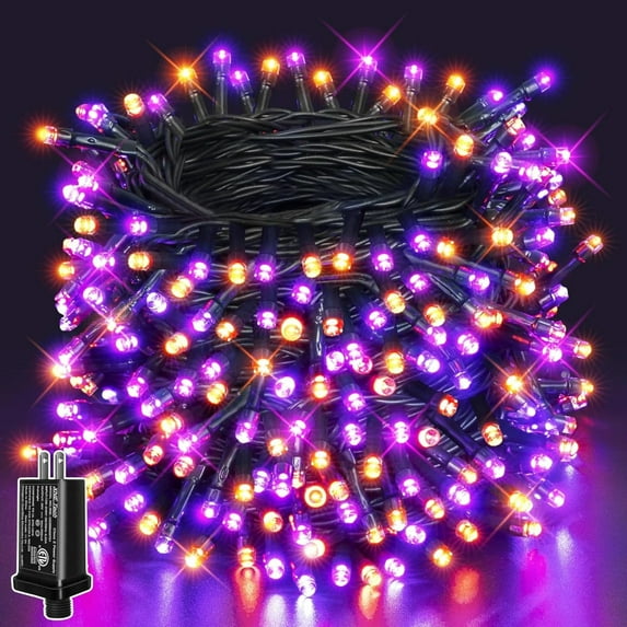 200 LED 66FT Halloween Lights, Outdoor String Lights 8 Modes & Memory Function, Orange and Purple Twinkle Tree Lights, Waterproof Plug in String Light for Halloween Party Outdoor Indoor Decor