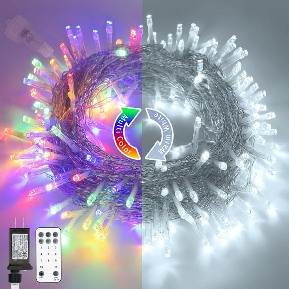 JMEXSUSS 200 LED Color Changing Christmas Lights Outdoor Waterproof, 66ft Color Changing String Lights Plug in, Cool White & Multicolor Christmas Lights for Trees Yard Wedding Xmas Party Decorations