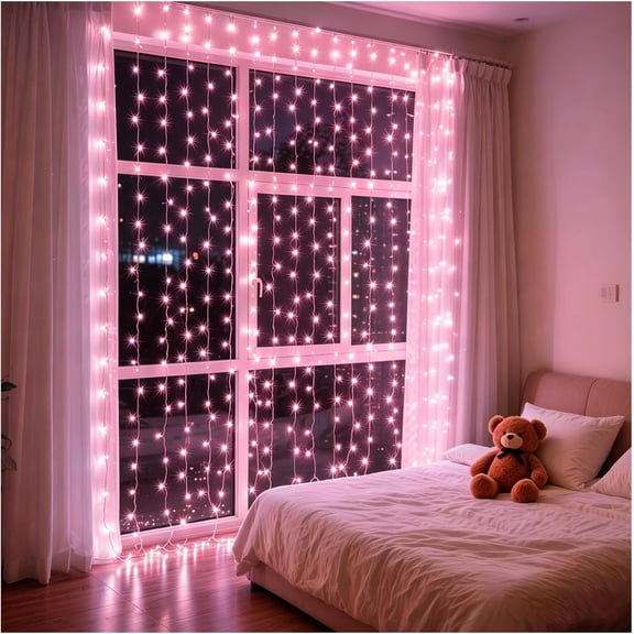 200 LED Multicolor Rainbow Curtain String Lights 9.8x6.6FT, Plug in Fairy Lights with 9 Hooks, Dimmable, Timer 8 Modes, IP44 Waterproof, Bedroom Party Wedding Christmas Indoor Outdoor Decor