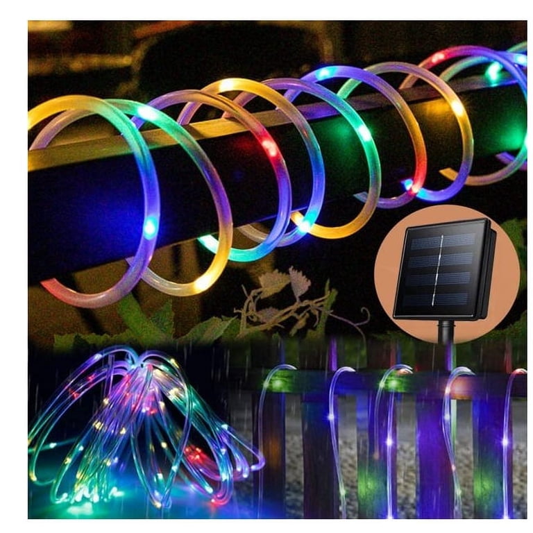Solar Rope Lights 66ft 200 LED – 8 Modes, IP65 Waterproof Outdoor String Light With Solar Panel, Warm White For Patio Garden
