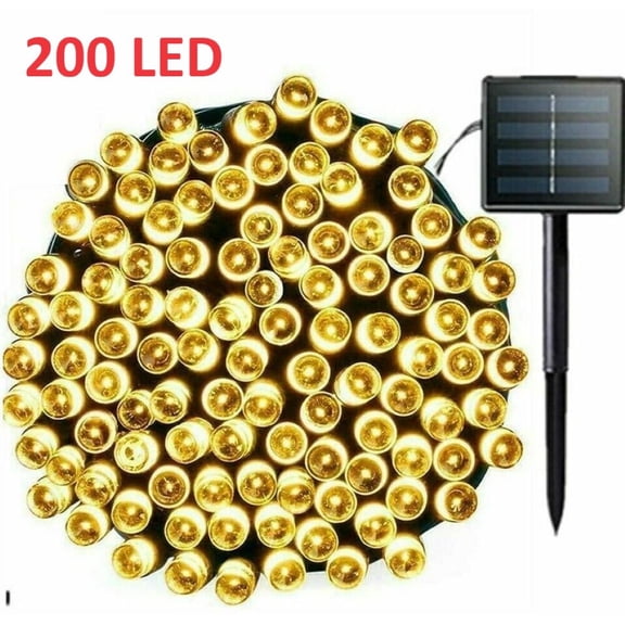 200 LED Solar String Lights 72FT Warm White 8 Modes Auto on/off Xmas Decorations