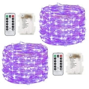 200 LED String Lights, 66ft Waterproof Christmas Lights with Remote Control, Decorative Fairy Lights for Patio, Backyard, Garden, Wedding, Bedroom - Purple 2Pac