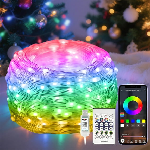 200 LEDs USB IC Fairy Lights with APP & Remote Control, Waterproof 66ft/20M Color Changing String Lights Decoration for Outdoor Indoor, Holiday, Wedding