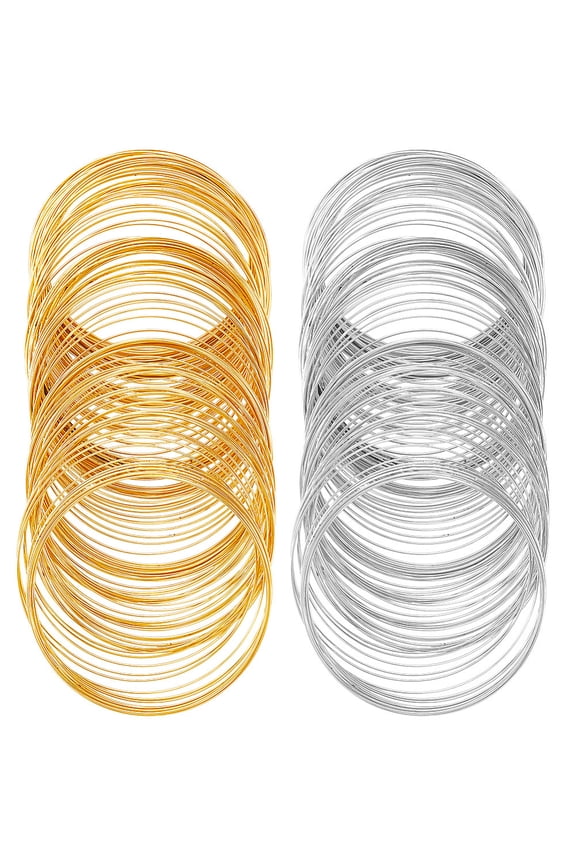 200 Loops Memory Beading Wire Memory Wire Bracelet Bulk Gold Silver Steel Jewelry Memory Wires Cuff Bangle for Jewelry Making Supplies DIY