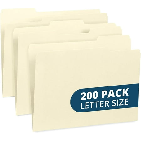 200 Manilla Folders - Letter Size File Folders with 1/3 Cut Top Tabs, Assorted Positions, Durable 11pt Manila Paper for Office Organization price history and forecast - NOBRAND