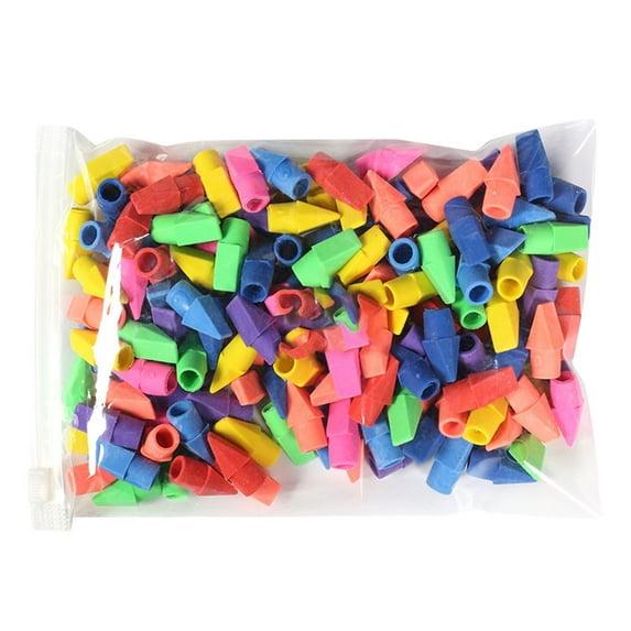 200 Multicolor Pencil Top Erasers for Students Tightly Fit Pencils Smooth Erasing Portable