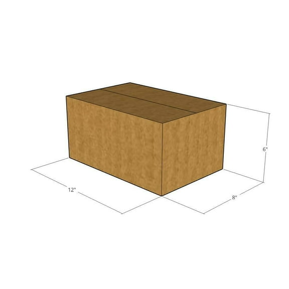 12x8x6 Kraft Brown Corrugated Shipping Boxes, 32 ECT Single-Wall, Qty 200