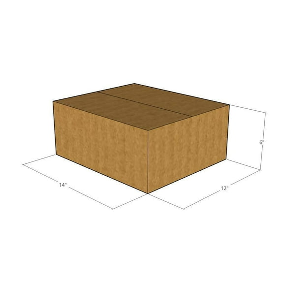 14x12x6 Kraft Brown Corrugated Shipping Boxes, 32 ECT Single-Wall, Qty 200