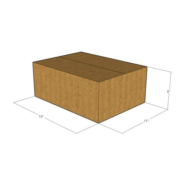 15x11x6 Kraft Brown Corrugated Shipping Boxes, 32 ECT Single-Wall, Qty 200
