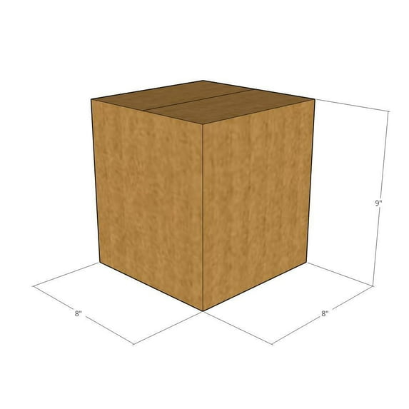 8x8x9 Kraft Brown Corrugated Shipping Boxes, 32 ECT Single-Wall, Qty 200