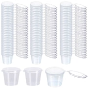 [200 PACK - 1 oz] Clear Diposable Plastic Containers with Lids, Small Mini Containers for Portion Controll, Jello Shot, Condiment Cups, Dipping Sauce, Salad Dressing Container, Portion Souffl